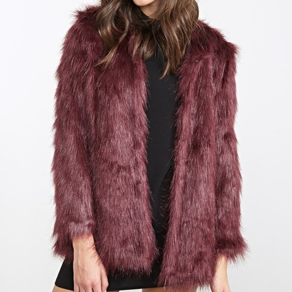 Forever 21 Faux Fur Jacket-Lk New-Sz M